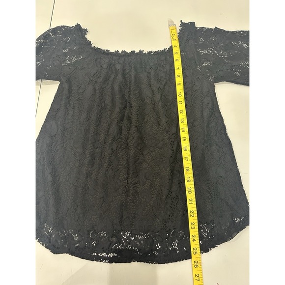 Miholl Black Crochet Lace Off Shoulder Top L Romantic Goth Coquette Whimsigoth - Picture 11 of 12